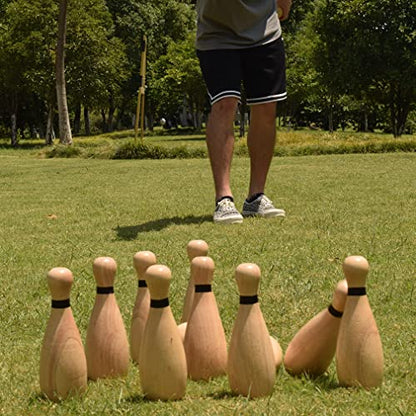 Outdoor Giant Lawn Bowling Games Wooden Lawn Set Fun Sports Games Medium (12 Count)