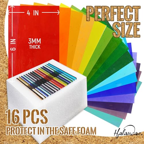 16 Sheets 4x6 in Stained Glass Sheets