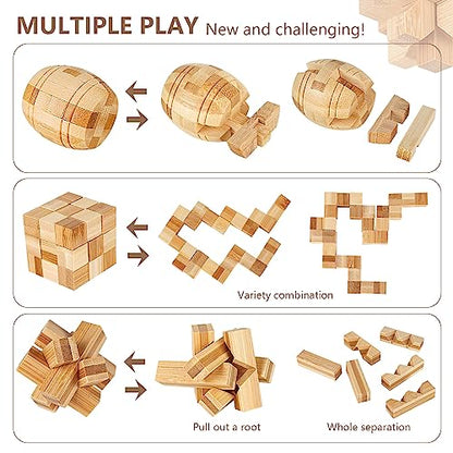 15pcs Wooden Brain Teaser Puzzles (15 Count)