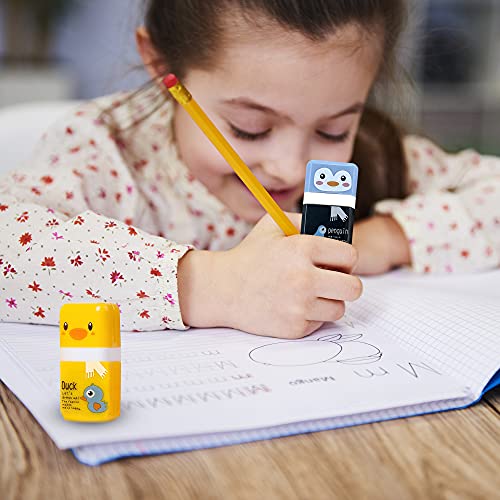 6 Pack Animal Theme Pencil Erasers with Cleanup Roller & Shaving Case (6 Count)