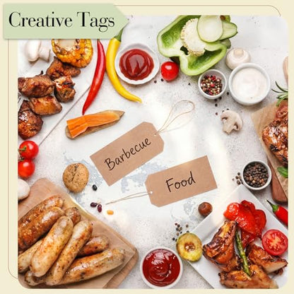 200 Pcs Kraft Paper Gift Price Name Tags with Strings 4.7"x2.4"