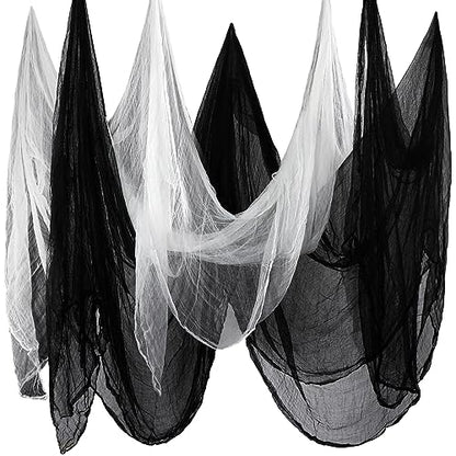 Halloween Cheese cloth 85 x 197 Inch White and Black Cheesecloth Roll for Crafts Large Cotton Muslin Gauze Fabric for Halloween Outdoor & Indoor Spooky Decoration