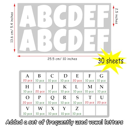 360 Pcs 30 Sheets Bulletin Board Letters 2.5 Inches Alphabet Stickers Self Adhesive Stick on Letters for Poster Board Classroom School Home Decor (360 Count)