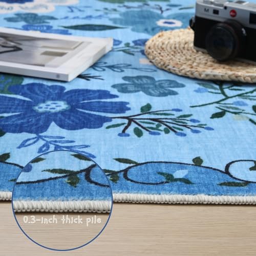 Door Mat Indoor Entrance 2x3 Rug Machine Washable Boho Floral Small Area Rug Non