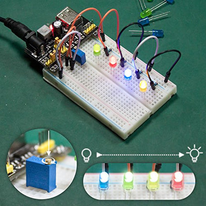 298 Pieces Electronics Starter Kit with Breadboard for Arduino (176 Count)