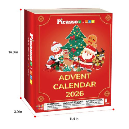 Magnetic Tiles Building Brick Block Advent Calendar Christmas Theme Set Gingerbread House Holiday Toy Piece Surprise Countdown Magnet Tile STEM Learning Educational Gift for Kids PTA50