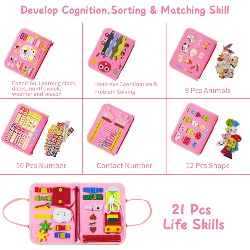 Montessori Busy Board for Girls 3 4 5 Year
