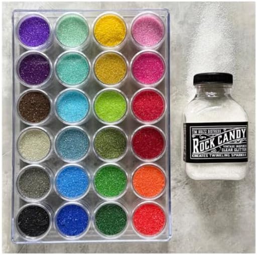 Tim Holtz Rock Candy Glitter, Clear and Chunky, Bundle of 2 Jars, 4.7 Ounces Each, 3 Carnora Scoop Spoons - Crafty Corner