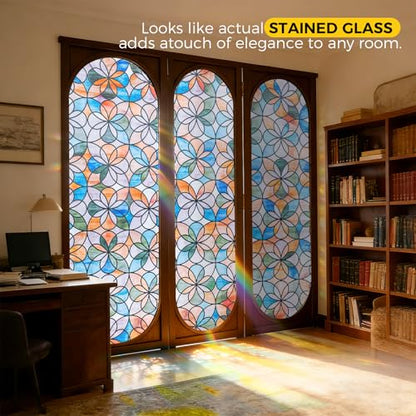 3D Stained Glass Window Privacy Film Decorative Non