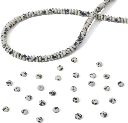 Natural Dalmatian Disk Stone Beads 4x2mm 160pcs Rondelle Loose Semi Gemstone Beads for Jewelry Making Design