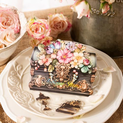 240Pcs PET Scrapbook Stickers Vintage Floral Designs for Scrapbooking DIY Crafts Waterproof Journaling Supplies Junk Journal Ephemera with Storage Organizer (240 Count)
