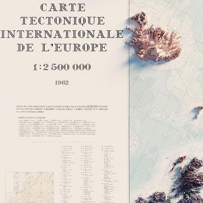 Carte Tectonique Internationale De L’Europe 1962 Shaded Relief Map