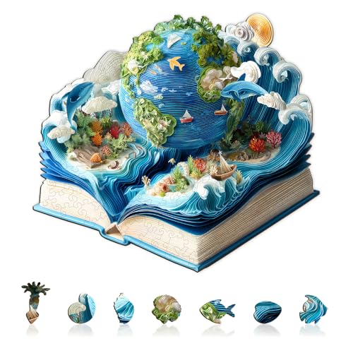 Ocean and Earth Puzzles Adults Gifts Wooden 155 Pieces 11.4 * 10.3in