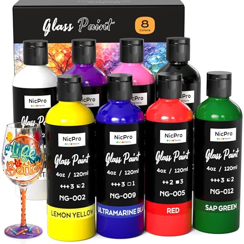 8 Colors Stained Glass Paint Set (32 Fl Oz)