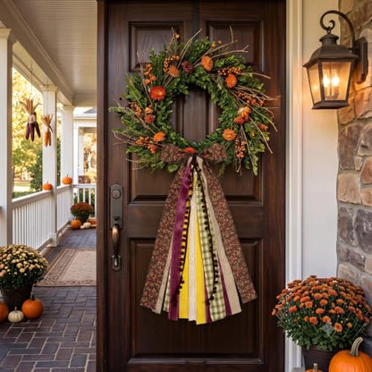 Large Fall Ribbon Bow for Wreath
