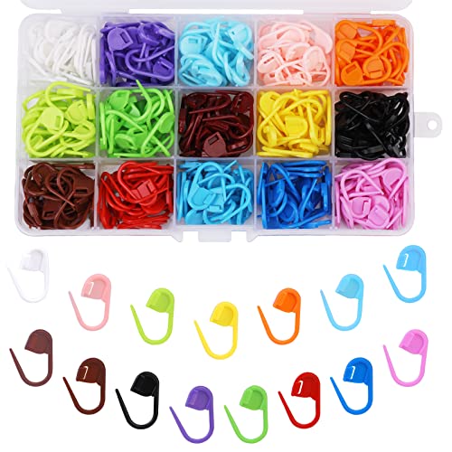 300Pcs Stitch Markers 15 Color Crochet Stitch Markers for Crocheting (300 Count)