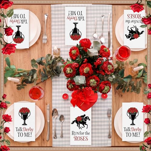 100 Pcs Derby Day Party Napkins Vintage Horse Racing Paper Guest Towels 2 Ply Horsing Decoupage Cocktail Napkins Disposable Run for the Roses Horse Hand Towels for Bathroom Home (100 Count)
