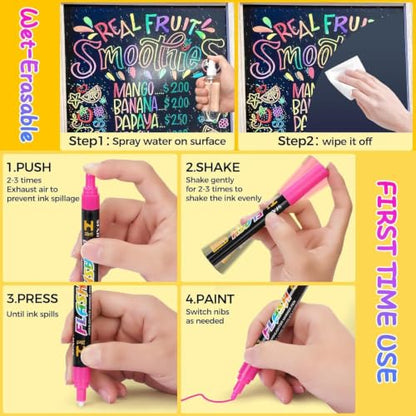 Liquid Chalk Markers for Blackboard 30 Vibrant Colors 1mm Fine Tip (30 Count)