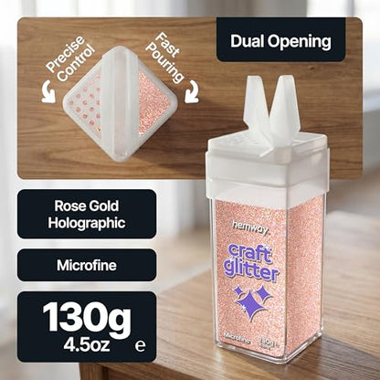 Craft Glitter Shaker Rose Gold Holographic 130g Microfine (4.6 Ounce)