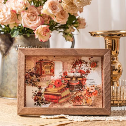 240Pcs PET Scrapbook Stickers Vintage Floral Designs for Scrapbooking DIY Crafts Waterproof Journaling Supplies Junk Journal Ephemera with Storage Organizer (240 Count)