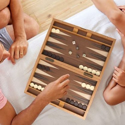 GSE Premium Wooden Inlay Backgammon Board Set