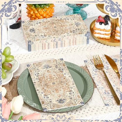 100 Pcs Boho Napkins Paper Guest Towels