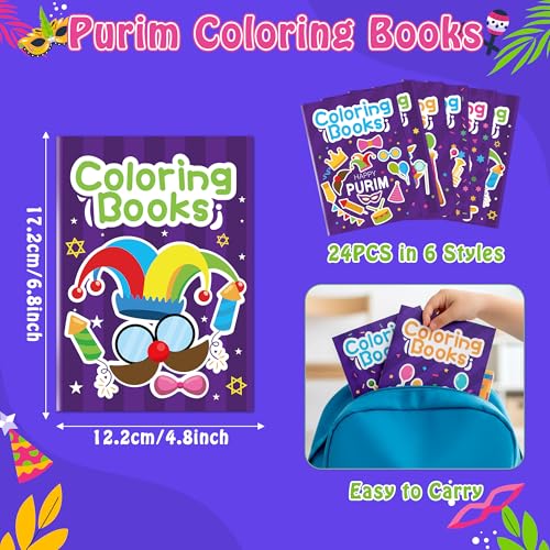 Purim Coloring Books for Kids (24 Count)