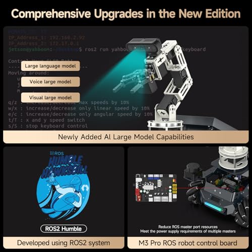 ROS2 Robot Kit with Jetson Orin Nano 8GB Super Large AI Model with 6DOF Robotic Arm