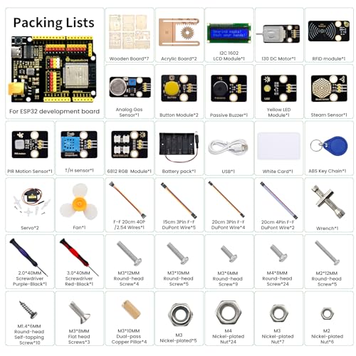 IOT ESP32 Smart Home Starter Kit for Arduino and Python (13 Count)