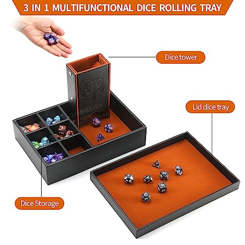 DND Dice Tray and Dice Tower with Storage