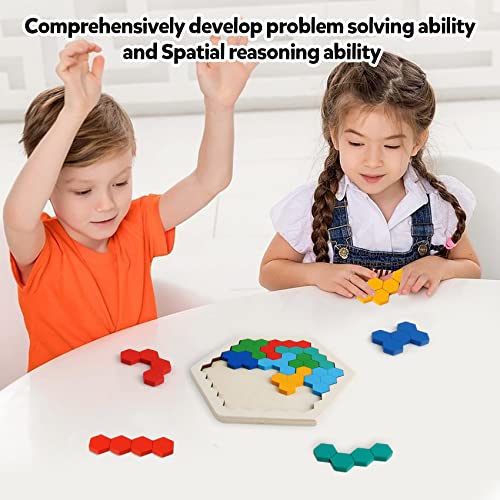 Wooden Hexagon Blocks Puzzle (14 Count)