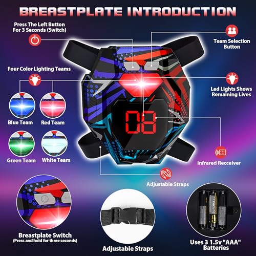 Laser Tag Guns Set of 4 Laser Tag Guns with Digital LED Score Display Vests (4 Count)