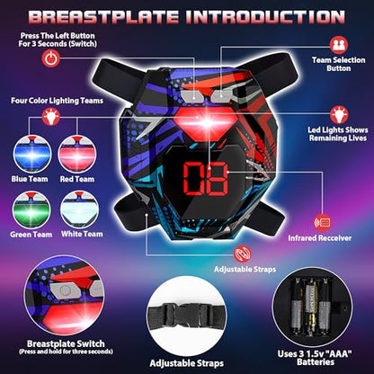 Laser Tag Guns Set of 4 Laser Tag Guns with Digital LED Score Display Vests (4 Count)
