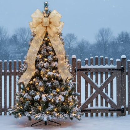 Organza with Gold Glitter Snowflakes Wired Ribbon 2.5 inch x 50 Yards for Christmas Home Decor Tree Topper Bow Gift Wrapping DIY Crafts Wreath Garland Wedding (150 Foot)