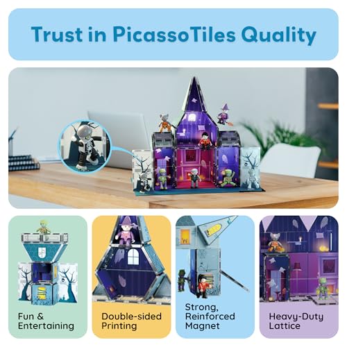 57 PCS Magnetic Tiles Halloween Haunted House STEM Set Ages 3+