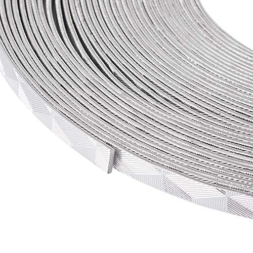 32.8 Feet 5mm Aluminum Flat Artistic Wire Silver Bendable Metal Craft Wire for Beading for Bezel Sculpting Armature Jewelry Making Gem Metal Wrap (32.8 Foot)