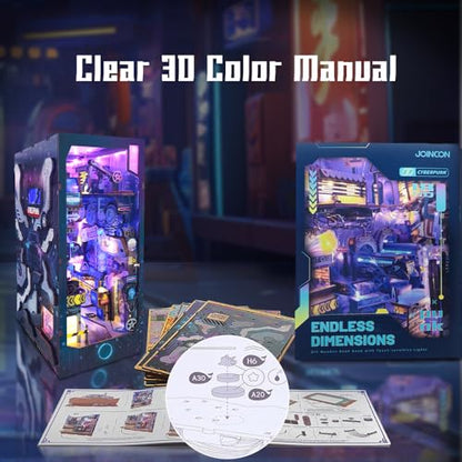 DIY Book Nook Cyberpunk Dollhouse Kit 3D Wooden Puzzle for Adults