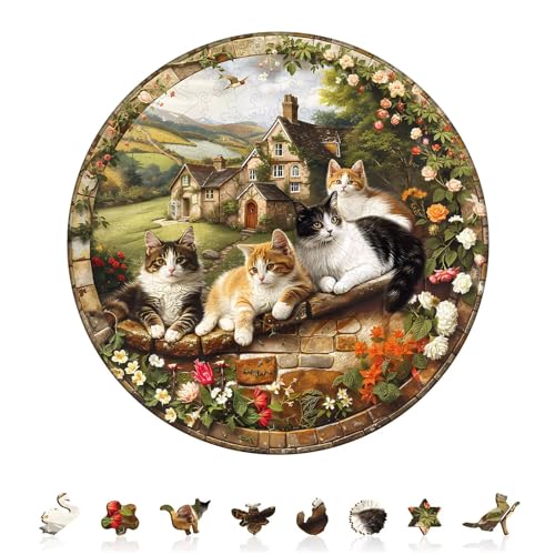 Cat Manor Puzzles Adults Gifts Wooden 270 Pieces 13.4 * 13.4in (270 Count)