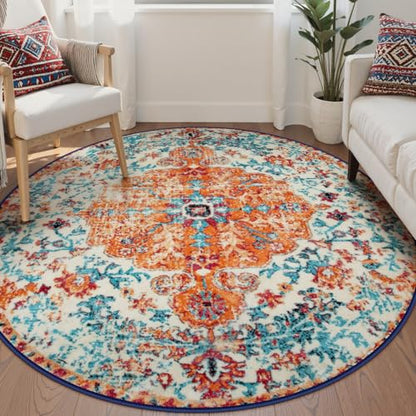 Reine Bohemian Floral Medallion Round Rug