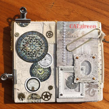 Vintage Junk Journal Items Kit Pre Cut Paper Cards Cutout Cardstock Art Aesthetic Decor Hollow Out Craft Elements Small Embellishments Supplies for Adults Scrapbook Pack
