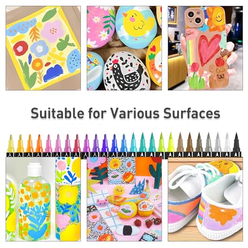 24 Colors Dual Tip Acrylic Paint Markers