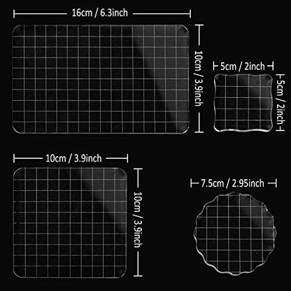 Large Acrylic Stamp Block Clear Stamping Tools Set with Grid Lines for Art Crafts Scrapbooking (4 Count)