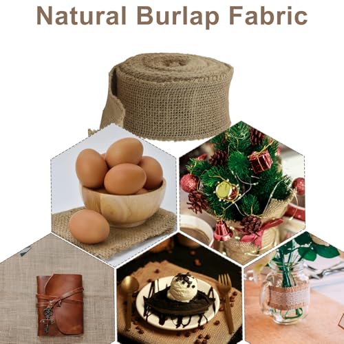 2" Wide Natural Burlap Fabric Roll