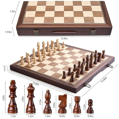15'' Magnetic Wooden Chess Set for Adults Kids