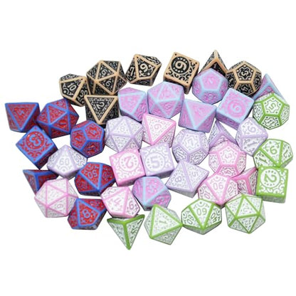 Retro Polyhedral Dice Sets with Pouches for D&D DND RPG MTG Dungeon and Dragons Table Board Roll Playing Games D4 D6 D8 D10 D% D12 D20