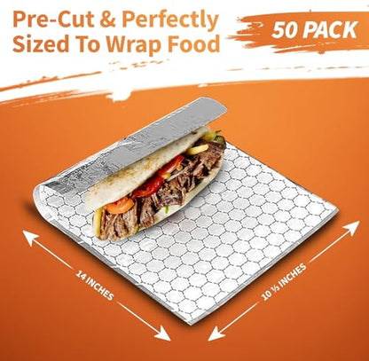 Insulation Sandwich Wrapping Paper Aluminum Foil Sheets (100 Count)