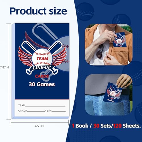 30 Baseball Lineup Cards with 4