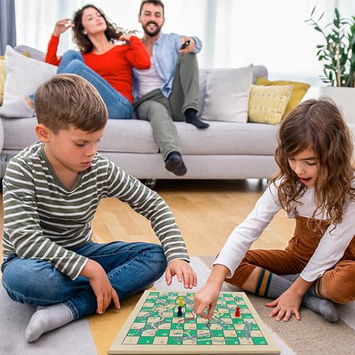 7-in-1 Wooden Board Game Set for Kids Adults, Tabletop Combo Classic Travel Portable Board Games (Chess, Checkers, Chinese Checkers, Backgammon, Parcheesi, Snakes and Ladders, Tic Tac Toe)