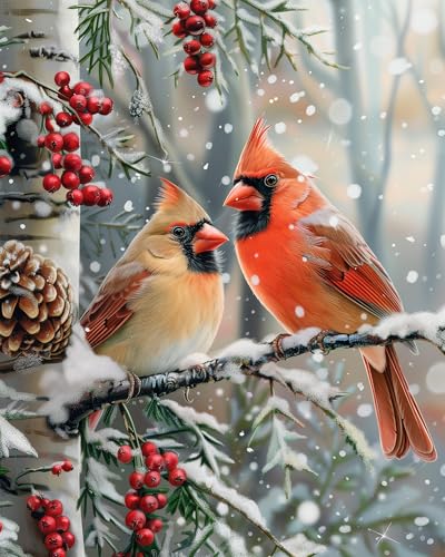 14ct Counted Cross Stitch Kits for Adults Winter Animals Birds Printed Stamped Cross Stitch Patterns Kits Cross Stitch Supplies