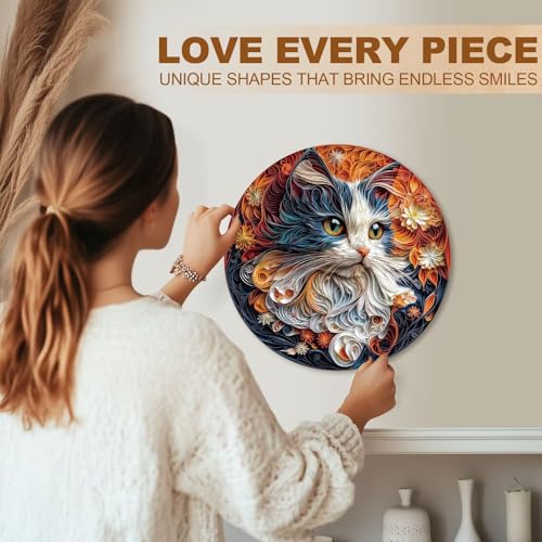 Flower the Maine Coon Cat Puzzles Adults Gifts for Women Men Wooden 280 Pieces 13.4x13.4in
